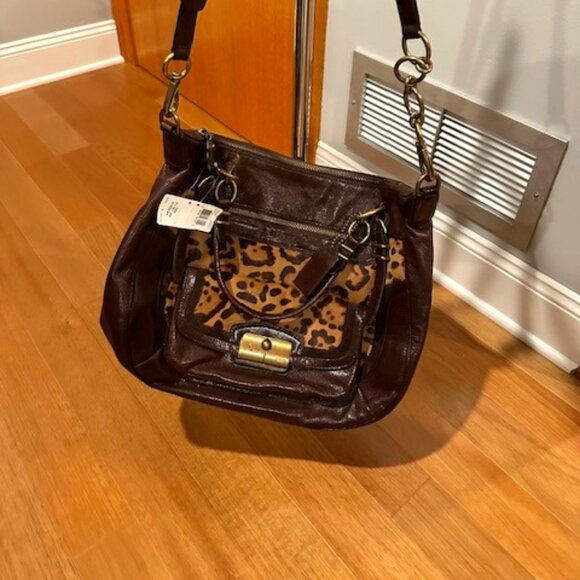 Coach Kristin Pinnacle Haircalf Ocelot Leather Satchel Shoulder Bag 19956 - Picture 1 of 7